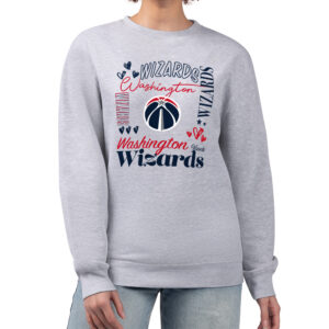 Women's G-III 4Her by Carl Banks Heather Gray Washington Wizards Collage Team Graphic Fleece Pullover Sweatshirt