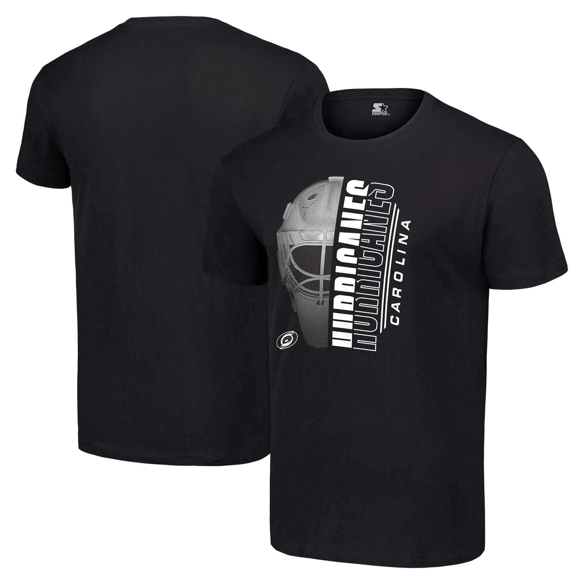 Men's Starter Black Carolina Hurricanes Half Helmet Logo T-Shirt