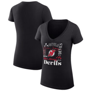 Women's G-III 4Her by Carl Banks Black New Jersey Devils Collage Team Graphic Fitted T-Shirt