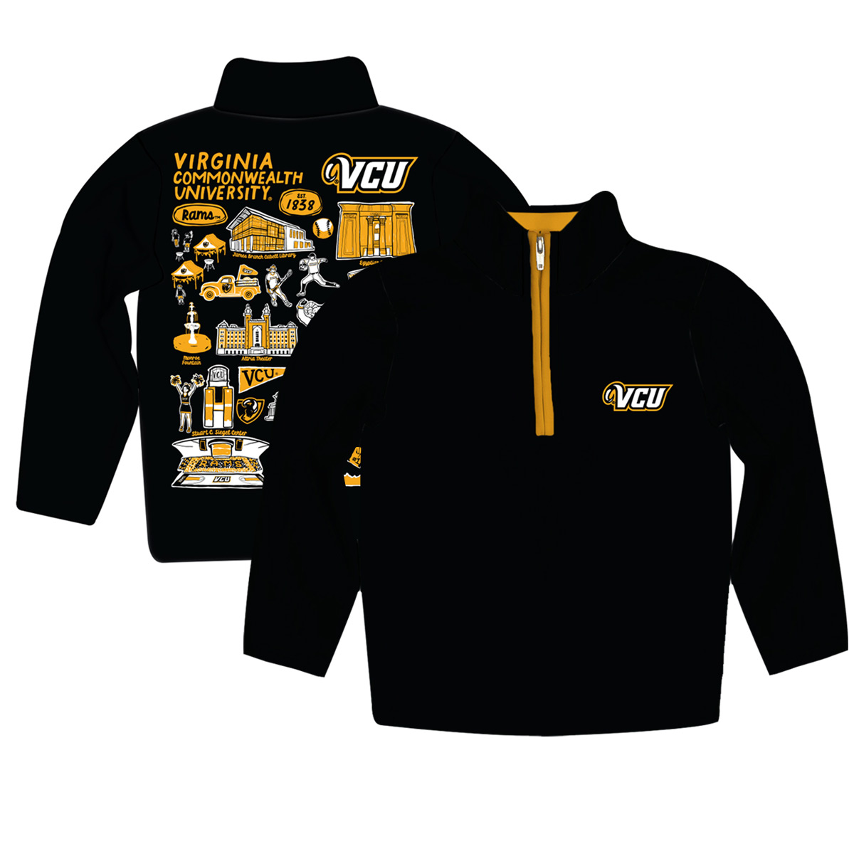 Youth Vive La Fete Black VCU Rams Impressions Artwork Quarter-Zip Jacket