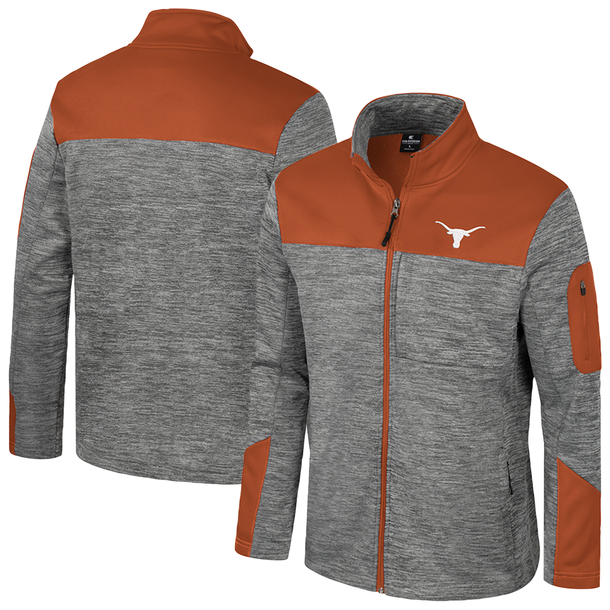 Men's Colosseum Gray/Texas Orange Texas Longhorns Guard Full-Zip Jacket