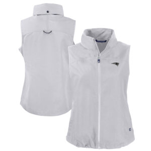 Women's Cutter & Buck Gray New England Patriots Charter Eco Recycled Full-Zip Hoodie Vest