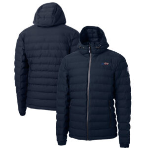 Men's Cutter & Buck Navy New York Jets Americana Mission Ridge Repreve Eco Insulated Puffer Full-Zip Hoodie Jacket