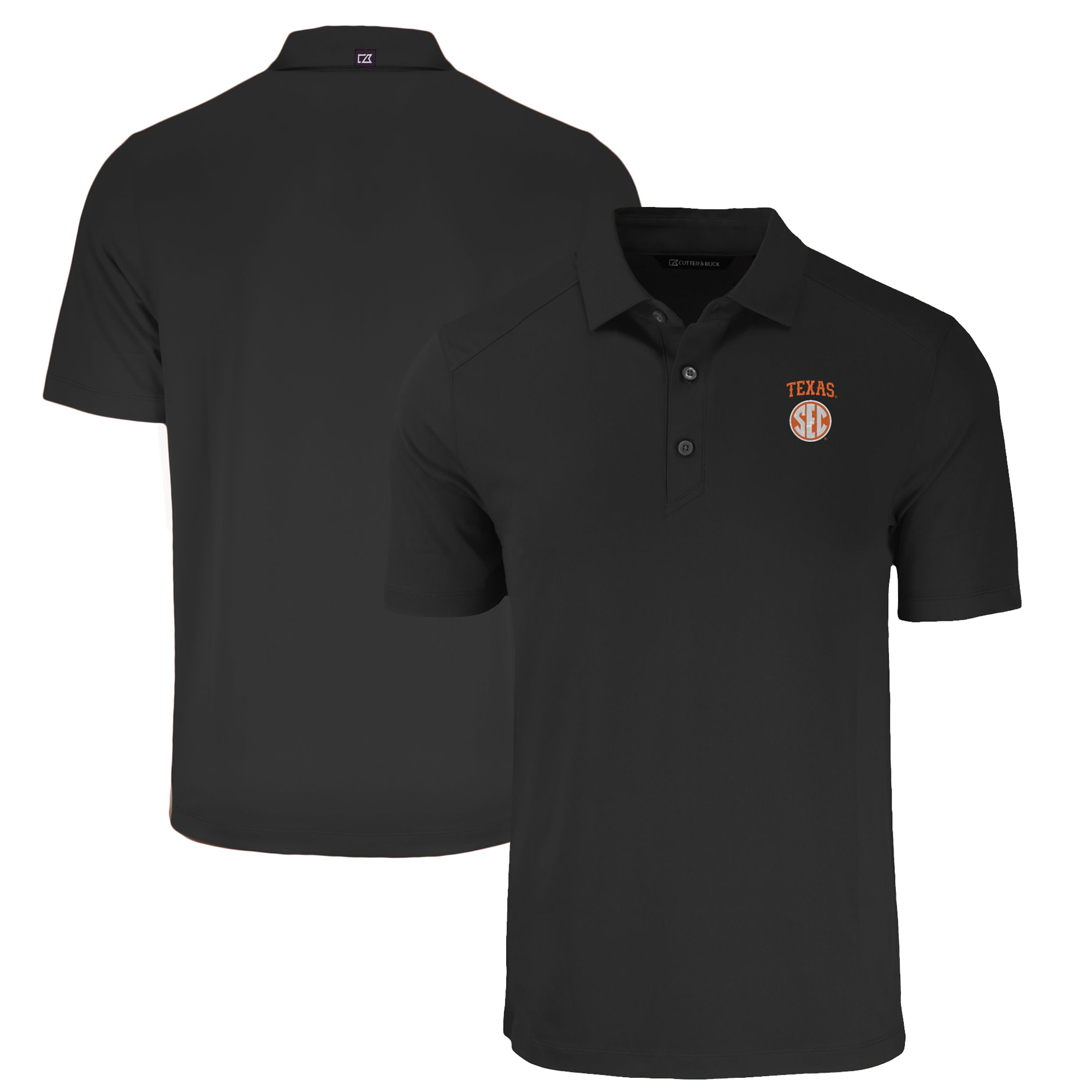 Men's Cutter & Buck Black Texas Longhorns SEC Big & Tall Forge Eco Stretch Recycled Polo