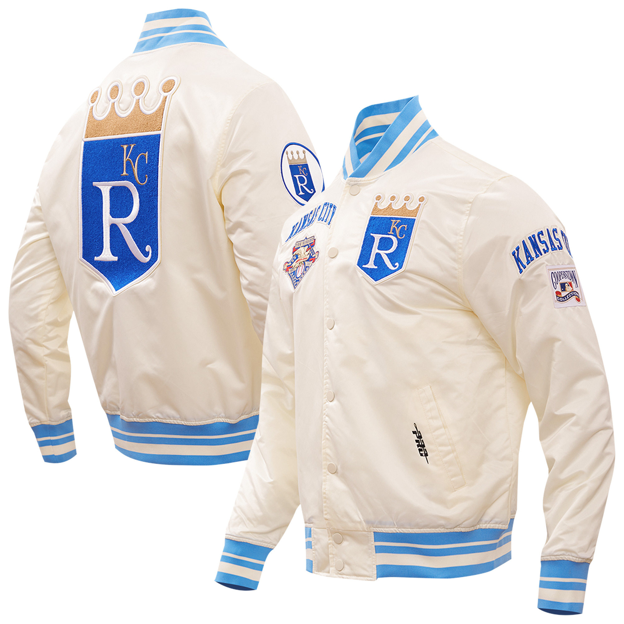 Men's Pro Standard Cream Kansas City Royals Retro Classic Satin Full-Snap Jacket