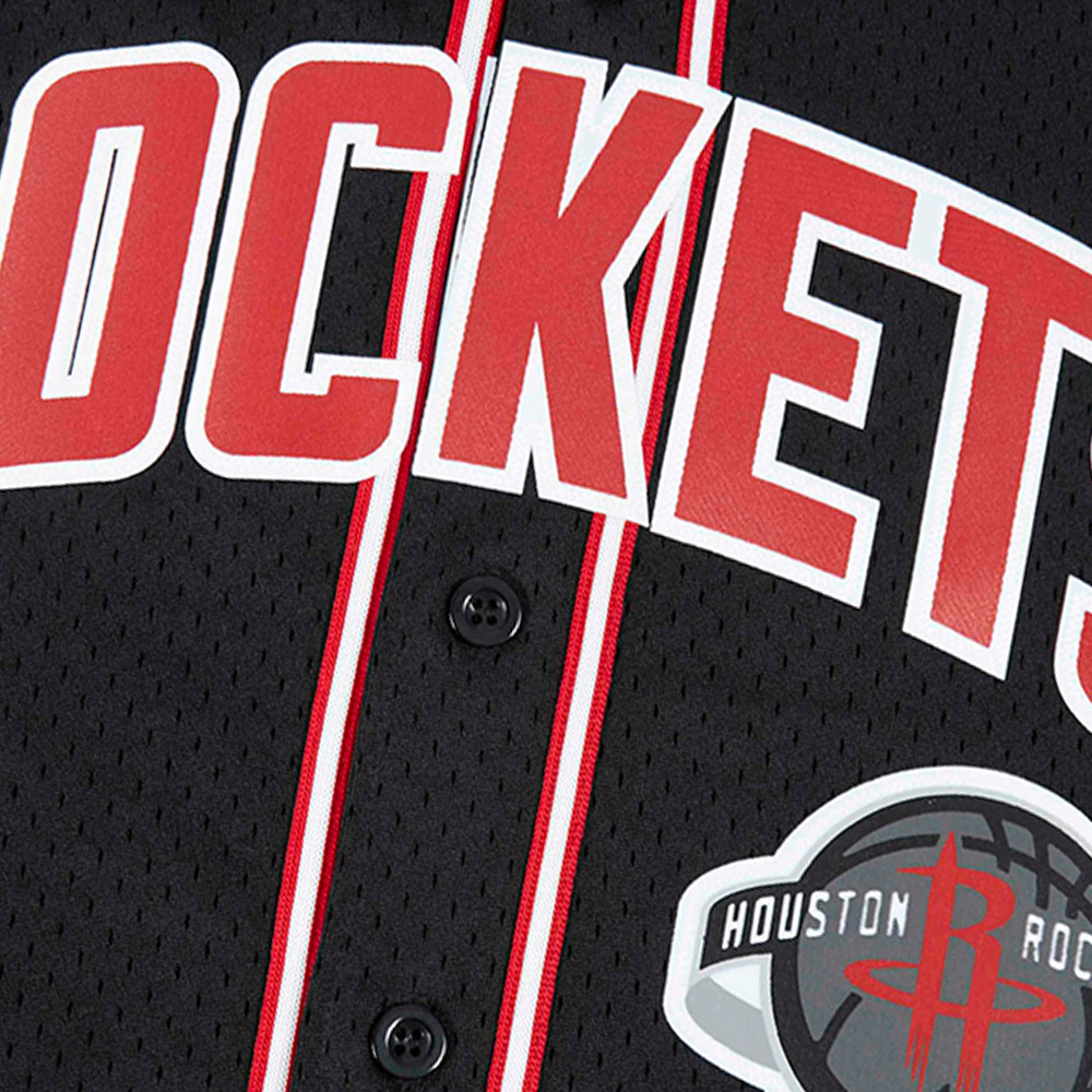 Men's Pro Standard Black Houston Rockets Classic Mesh V-Neck Button-Up Shirt - Image 8