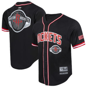 Men's Pro Standard Black Houston Rockets Classic Mesh V-Neck Button-Up Shirt