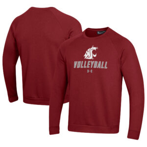 Men's Under Armour Crimson Washington State Cougars Volleyball Rival Fleece Raglan Pullover Sweatshirt