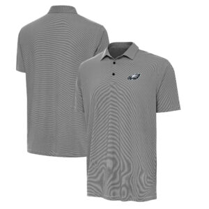 Men's Antigua Black/White Philadelphia Eagles Twine Performance Polo