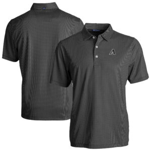 Men's Cutter & Buck Black/White Arizona Diamondbacks Pike Eco Symmetry Print Stretch Recycled Polo