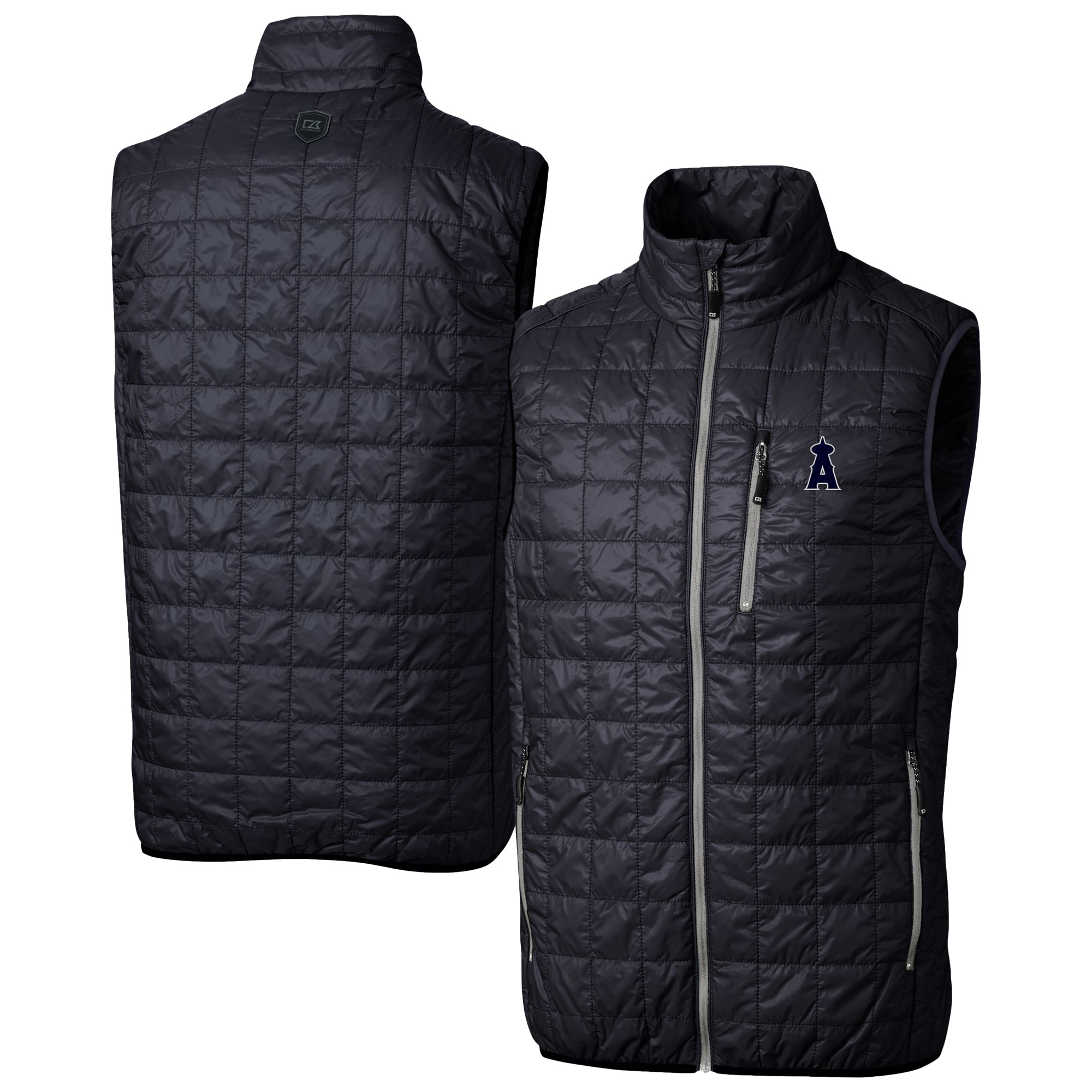 Men's Cutter & Buck Navy Los Angeles Angels Rainier PrimaLoft® Eco Insulated Full-Zip Puffer Vest
