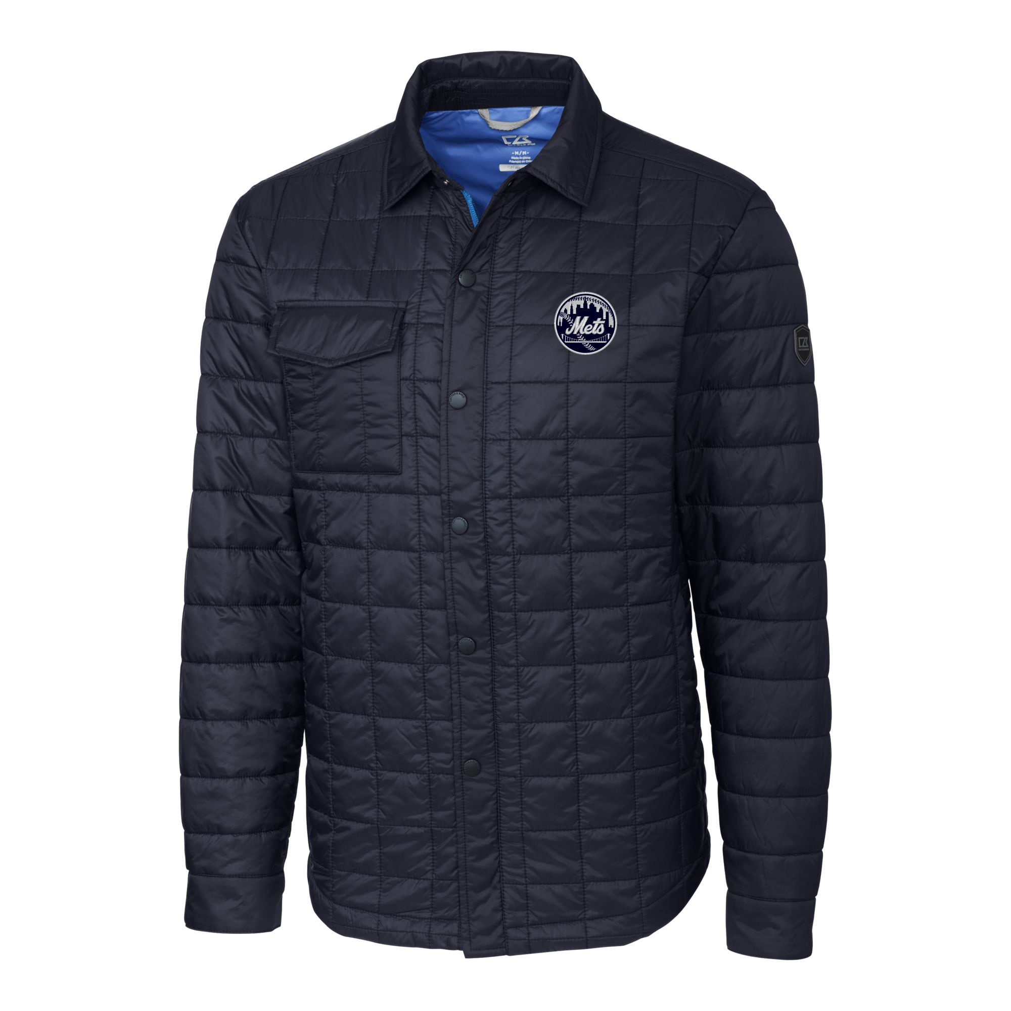 Men's Cutter & Buck Navy New York Mets Rainier PrimaLoft® Eco Insulated Quilted Full-Zip Shirt Jacket - Image 6