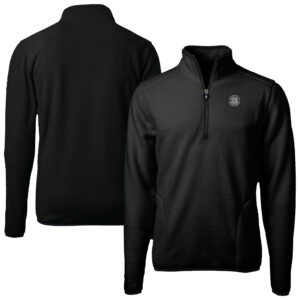 Men's Cutter & Buck Black Seattle Mariners Cascade Eco Fleece Quarter-Zip Jacket