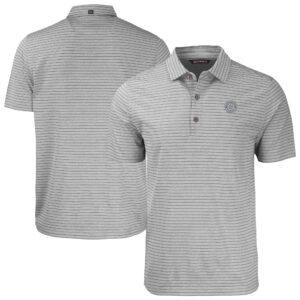 Men's Cutter & Buck Heather Gray Seattle Mariners Forge Eco Heather Stripe Stretch Recycled Polo