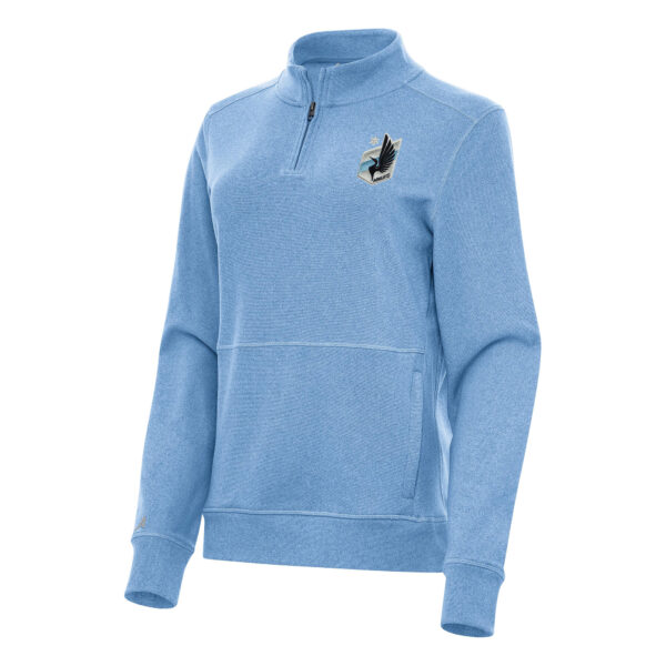 Women's Antigua Heather Light Blue Minnesota United FC Crush Quarter-Zip Top