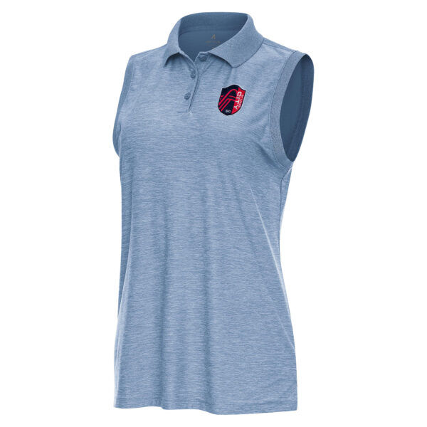 Women's Antigua Heather Light Blue St. Louis City SC Recap Sleeveless Polo