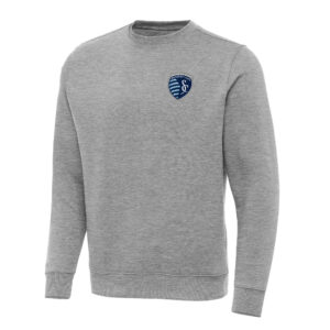 Men's Antigua Heather Gray Sporting Kansas City Big & Tall Victory Pullover Sweatshirt