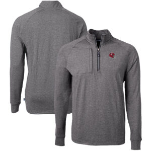 Men's Cutter & Buck Heather Black Kansas City Chiefs Big & Tall Adapt Eco Raglan Quarter-Zip Jacket