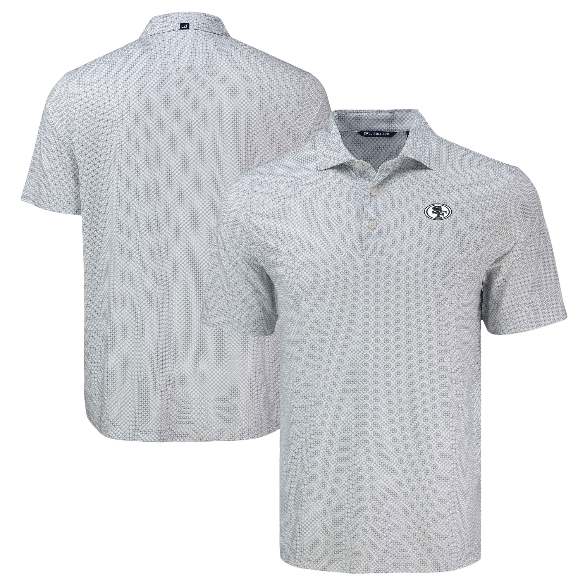 Men's Cutter & Buck Gray San Francisco 49ers Pike Eco Diamond Dot Print Polo