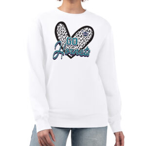 Women's G-III 4Her by Carl Banks  White Charlotte Hornets Leopard Heart Fleece Pullover Sweatshirt