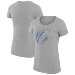 Women's G-III 4Her by Carl Banks Heather Gray Los Angeles Chargers Subtle Football Fitted T-Shirt