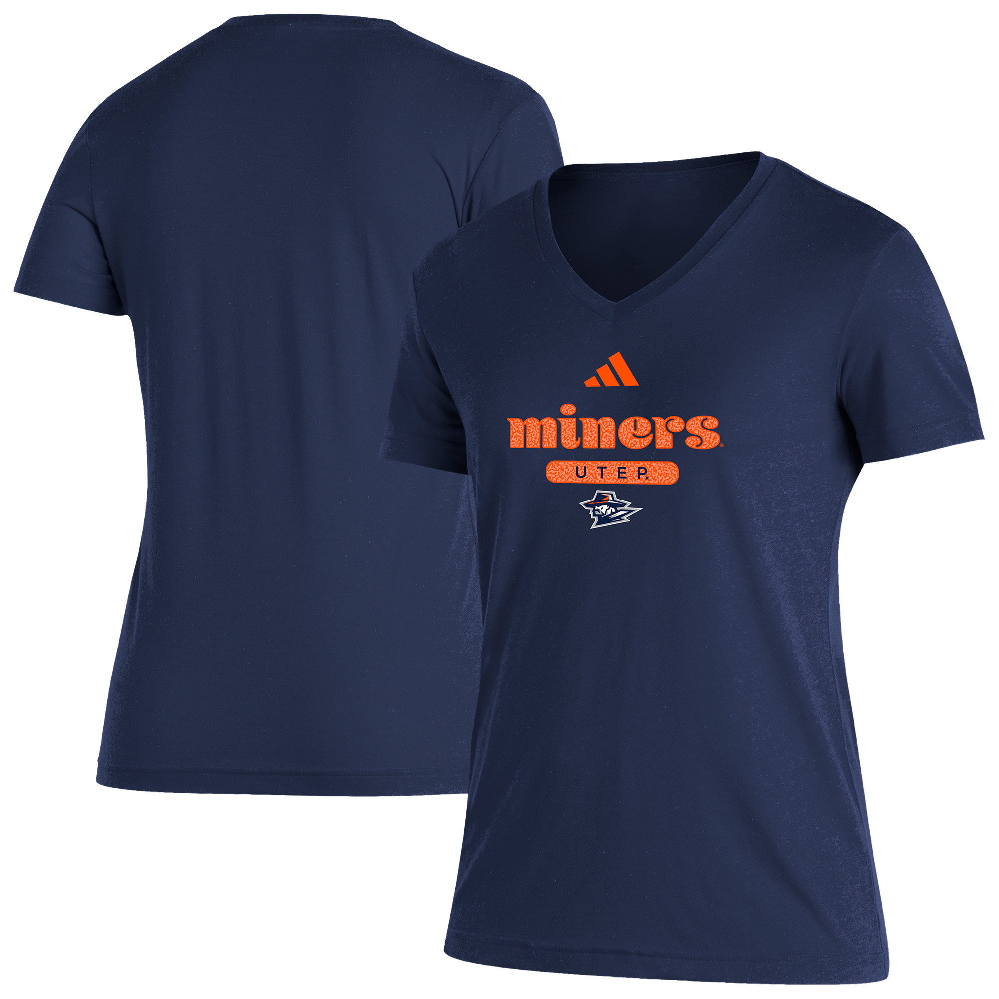 Women's adidas Navy UTEP Miners Blend V-Neck T-Shirt