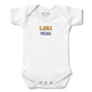 Newborn & Infant Chad & Jake  White LSU Tigers Personalized Team Logo Bodysuit