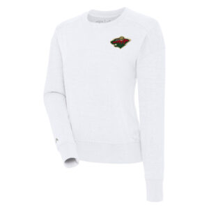 Women's Antigua White Minnesota Wild Forward Fleece Pullover Sweatshirt