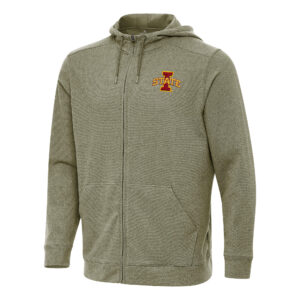 Men's Antigua Olive Iowa State Cyclones Effortless Full-Zip Hoodie Jacket