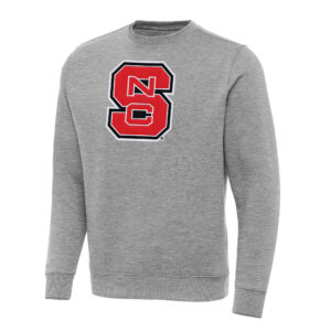 Men's Antigua Heather Gray NC State Wolfpack Big & Tall Victory Crew Neck Pullover Sweatshirt