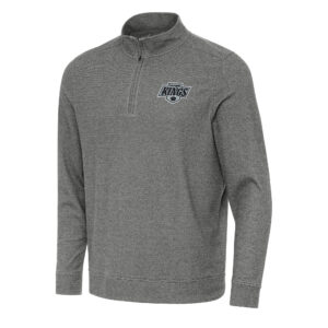 Men's Antigua Heather Black Los Angeles Kings Subtle Quarter-Zip Sweatshirt