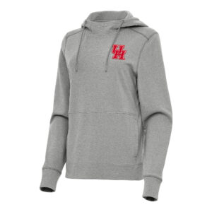 Women's Antigua Heather Gray Houston Cougars Justice Pullover Hoodie