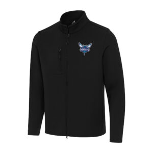 Men's Antigua Black Charlotte Hornets Objection Double-Peached Full-Zip Jacket