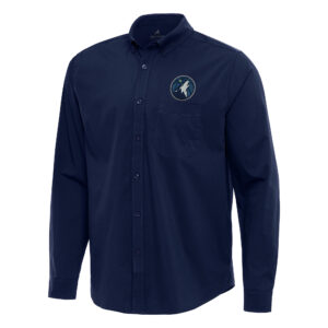 Men's Antigua Navy Minnesota Timberwolves Flight Woven Tri-Blend Long Sleeve Button-Down Shirt