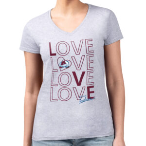 Women's G-III 4Her by Carl Banks Heather Gray Colorado Avalanche Large Love Graphic V-Neck T-Shirt