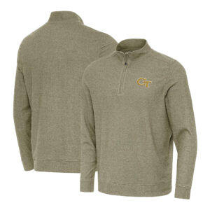 Men's Antigua Olive Georgia Tech Yellow Jackets Subtle Quarter-Zip Pullover Top