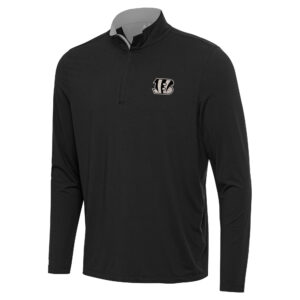 Men's Antigua  Black Cincinnati Bengals Content Quarter-Zip Pullover Top