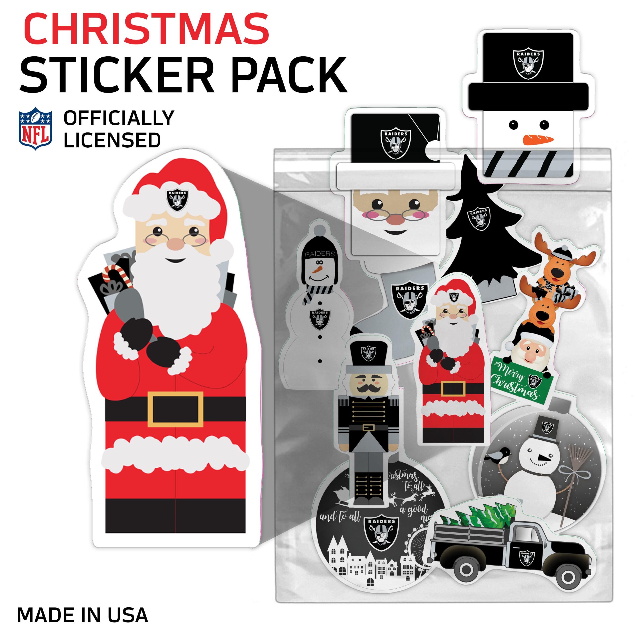 Las Vegas Raiders Holiday Sticker Set