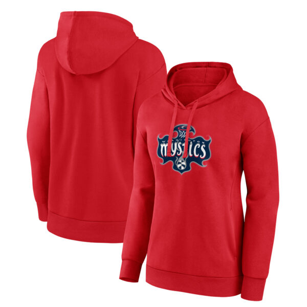 Women's Red Washington Mystics Team Primary Logo Pullover Hoodie
