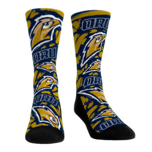 Unisex Rock Em Socks Oral Roberts Golden Eagles Allover Logo & Paint Crew Socks