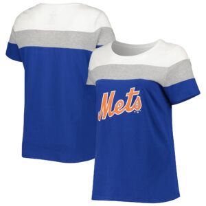 Women's White/Royal New York Mets Plus Size Colorblock T-Shirt