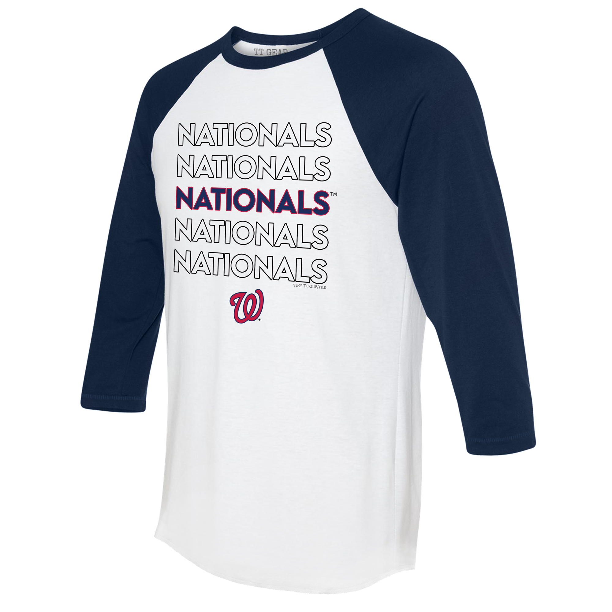 Unisex Tiny Turnip White/Navy Washington Nationals Stacked 3/4-Sleeve Raglan T-Shirt - Image 6
