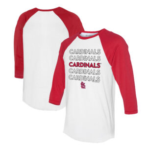 Unisex Tiny Turnip White/Red St. Louis Cardinals Stacked 3/4-Sleeve Raglan T-Shirt
