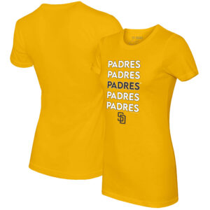 Women's Tiny Turnip Gold San Diego Padres Stacked T-Shirt
