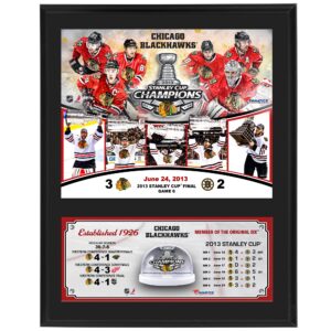 Chicago Blackhawks 2013 NHL Stanley Cup Final Champions 12'' x 15'' Sublimated Plaque with Game-Used Ice