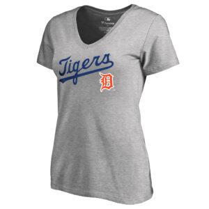 Women's Ash Detroit Tigers Cooperstown Collection Wahconah V-Neck T-Shirt