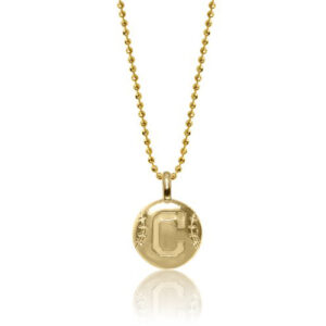 Women's Alex Woo Cleveland Indians 14k Yellow Gold Disc Necklace