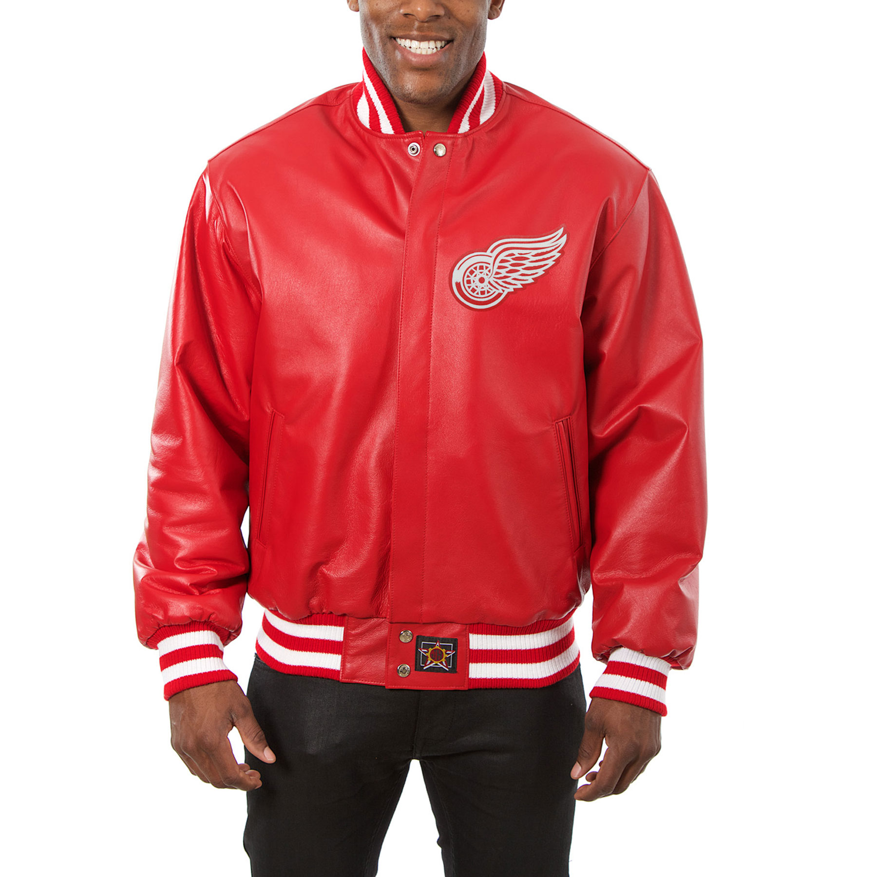 Men's JH Design Red Detroit Red Wings Big & Tall All-Leather Jacket