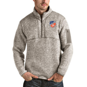 Men's Antigua Tan FC Cincinnati Fortune Quarter-Zip Pullover Jacket