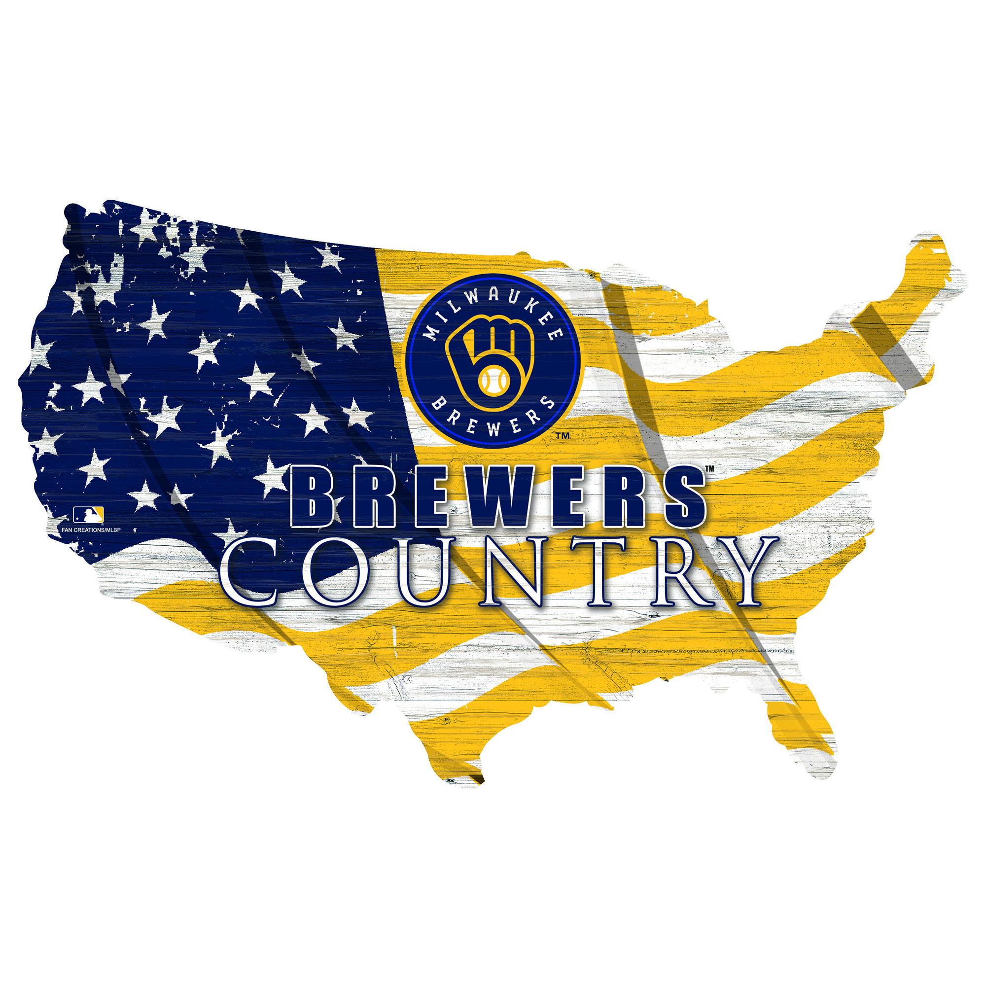 Milwaukee Brewers USA Flag Cutout Sign